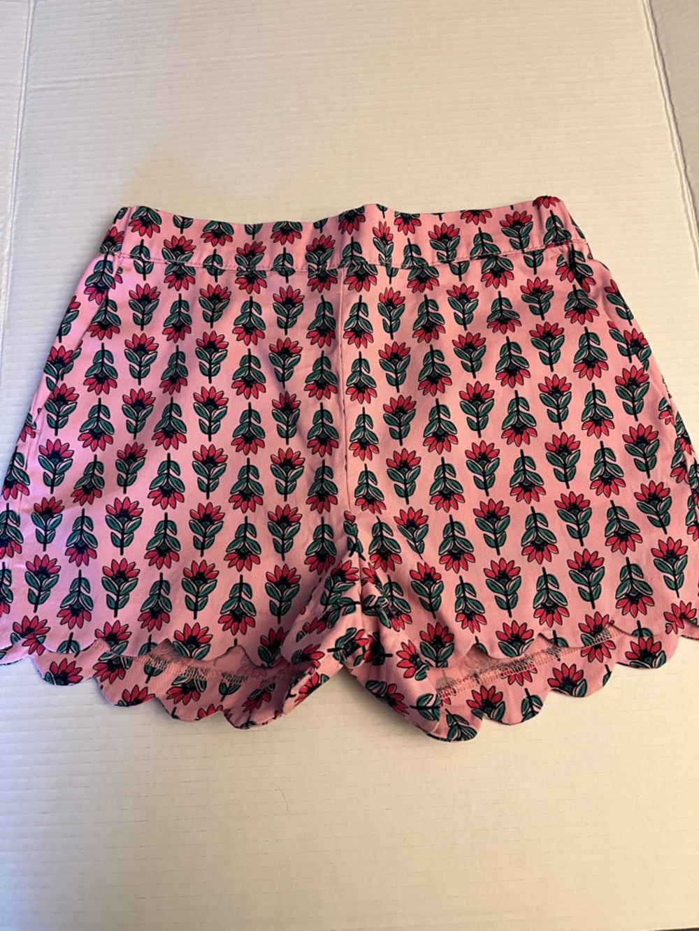 Crewcuts Pink Floral High-Waist Scallop-Hem Shorts
